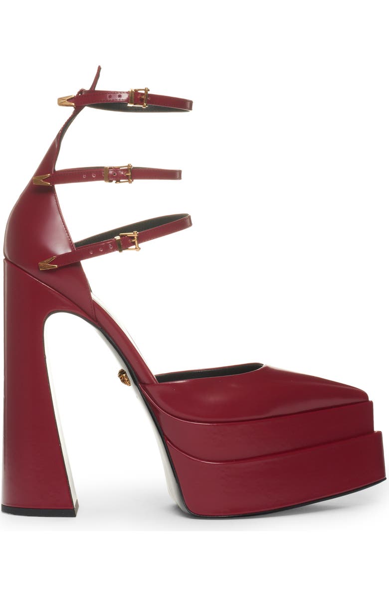 Versace Triple Strap Platform Pump, Alternate, color,
