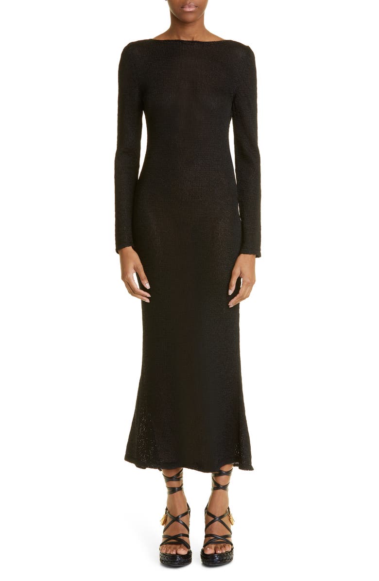 TOM FORD Open Back Knit Midi Dress, Main, color,