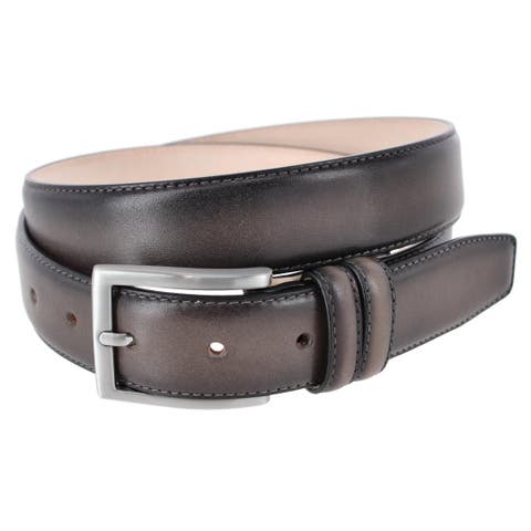 Malik Burnished Feather Edged 32mm Leather Belt