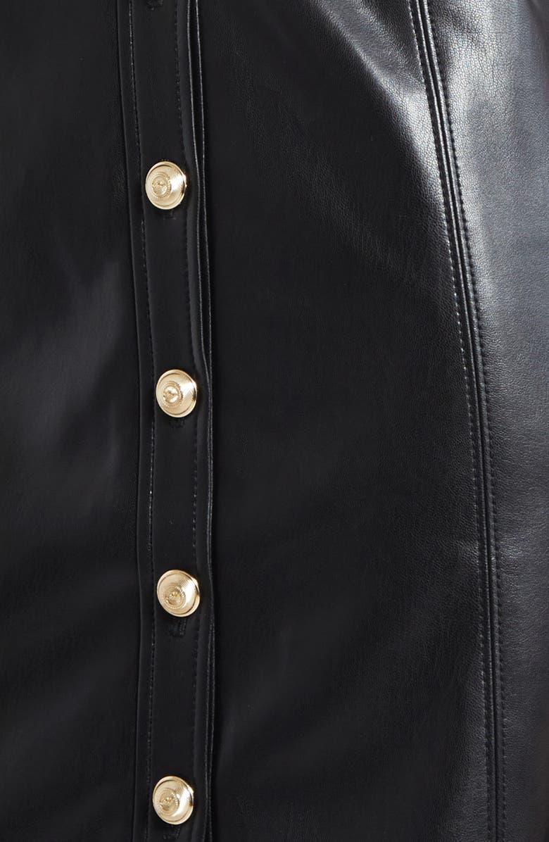 Cinq à Sept Layla Quilted Faux Leather Minidress, Alternate, color, Black