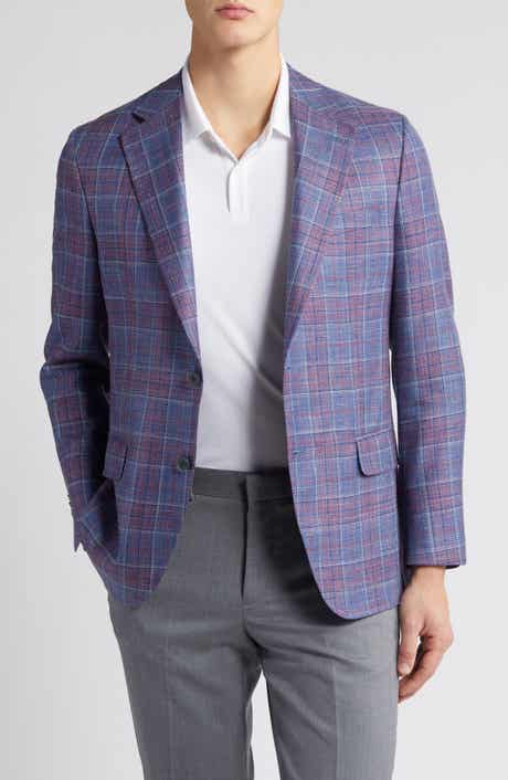 Tailored Fit Plaid Wool, Silk & Linen Blend Sport Coat