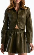 Laundry by Shelli Segal Curved Hem Cropped Faux Leather Jacket