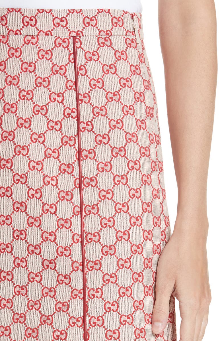 Gucci GG Print Canvas A-Line Skirt, Alternate, color, 