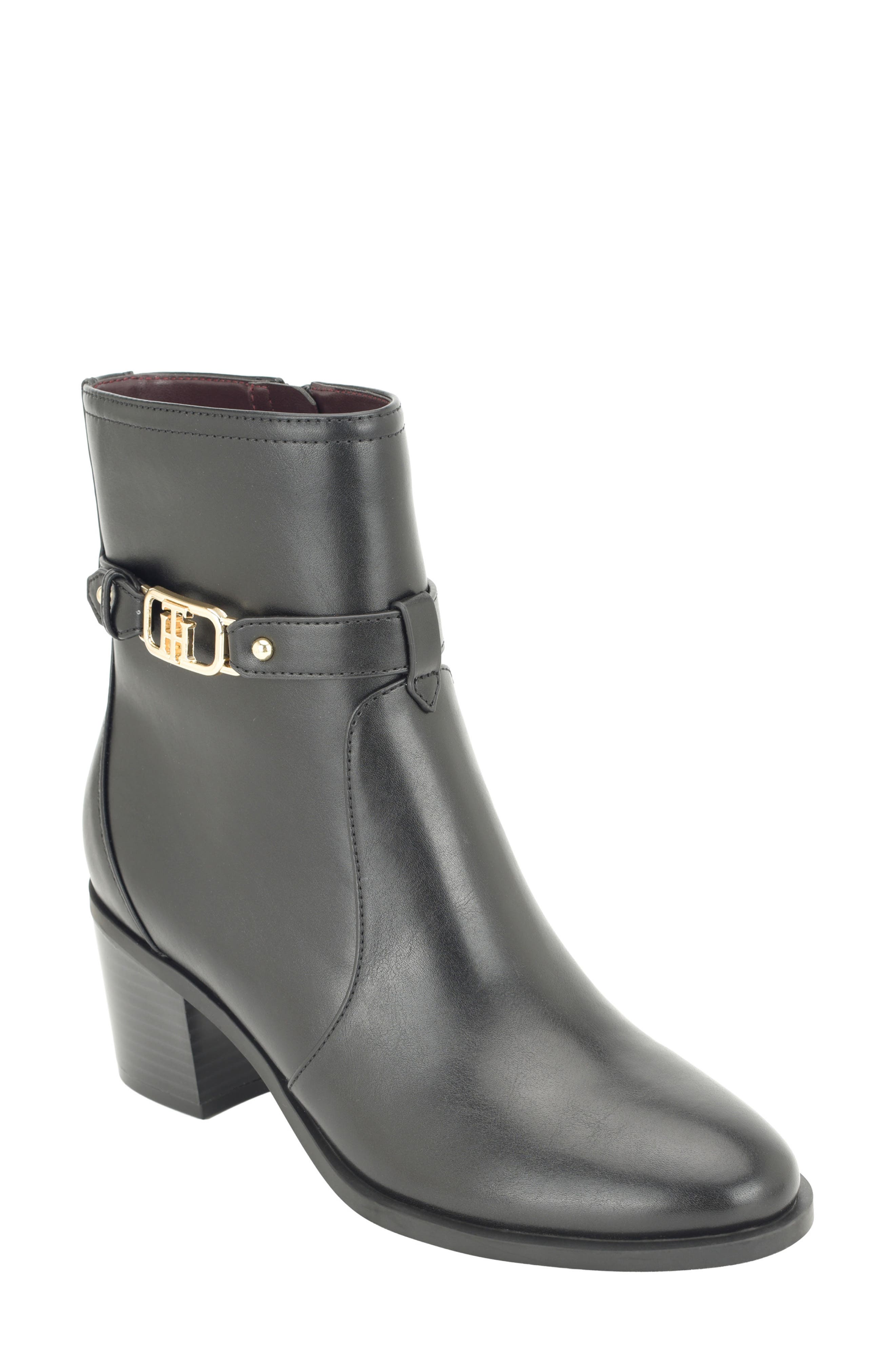 Cranson Faux Leather Bootie, Main, color, BLACK