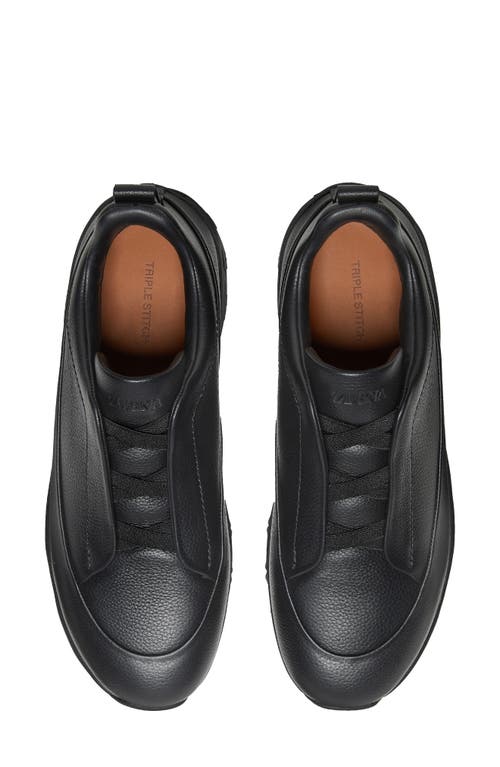 Zegna Monte Sneakers With Triple Stitching Design In Black