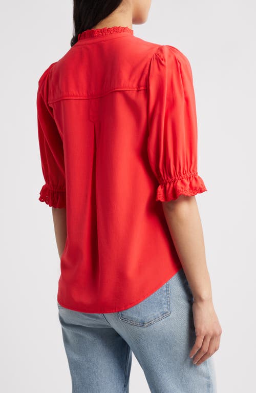 Wit & Wisdom Eyelet Accent Top In Poppy Red