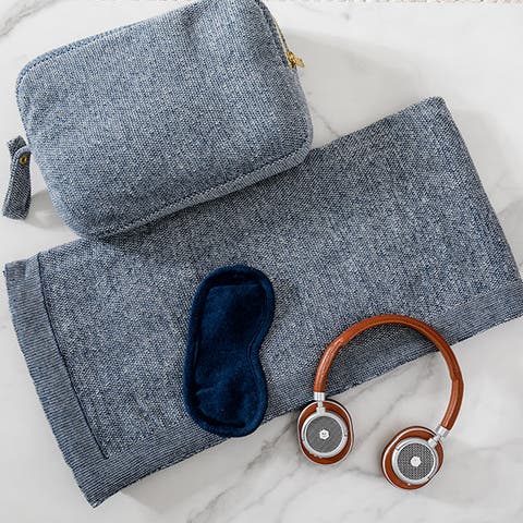 Shades Organic Cotton Travel Blanket and Eye Mask Set