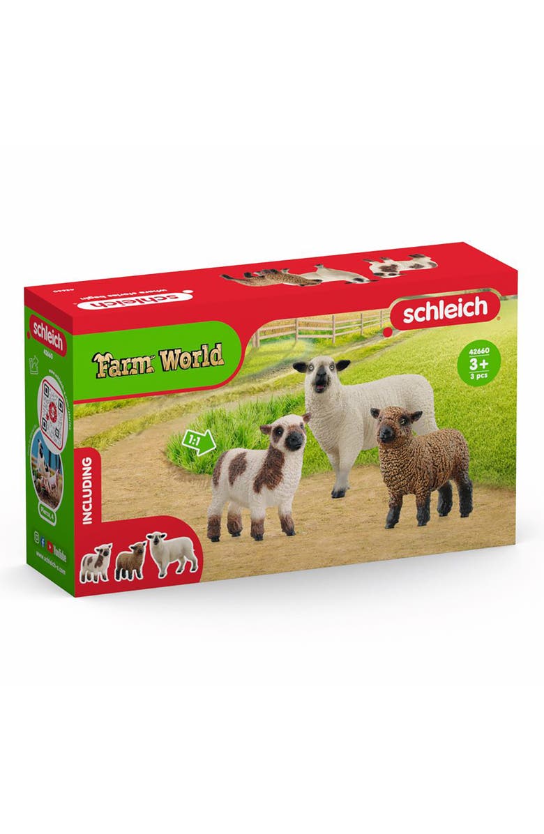 Schleich Farm World Sheep Friends, 3 Piece Animal Figure, Kids Ages 3+, Alternate, color, Multicolored