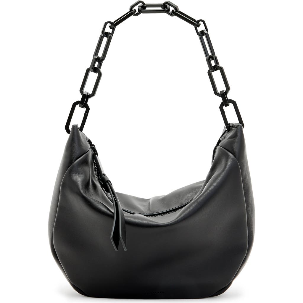 Allsaints Mini Madea Chain Handle Leather Shoulder Bag In Black