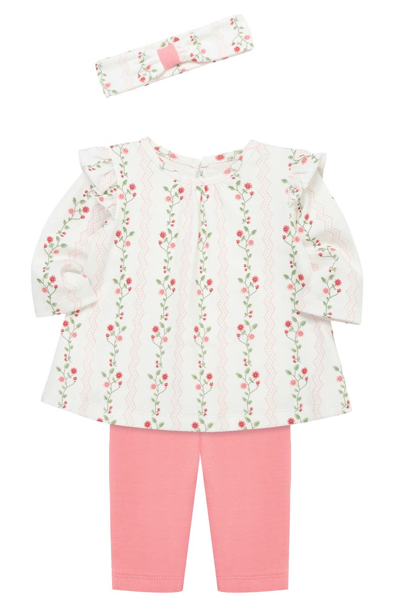 Little Me Print Tunic, Leggings & Headband Set, Alternate, color, Pink
