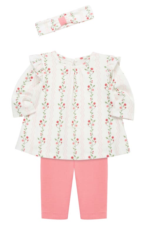 Little Me Print Tunic, Leggings & Headband Set In Pink