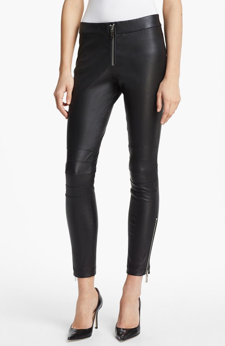 Elizabeth and James 'Addison' Lambskin Leather Moto Pants, Main, color, 