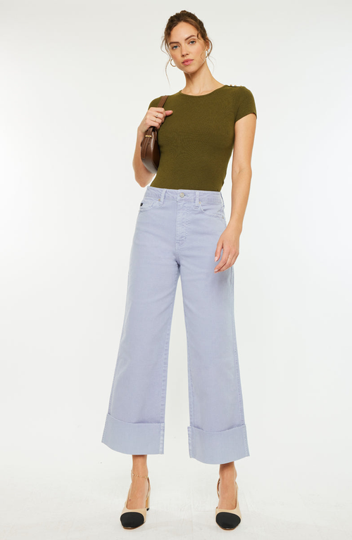 Official Kancan Usa Sammie High Rise 90's Cropped Wide Leg Jeans In Lavender