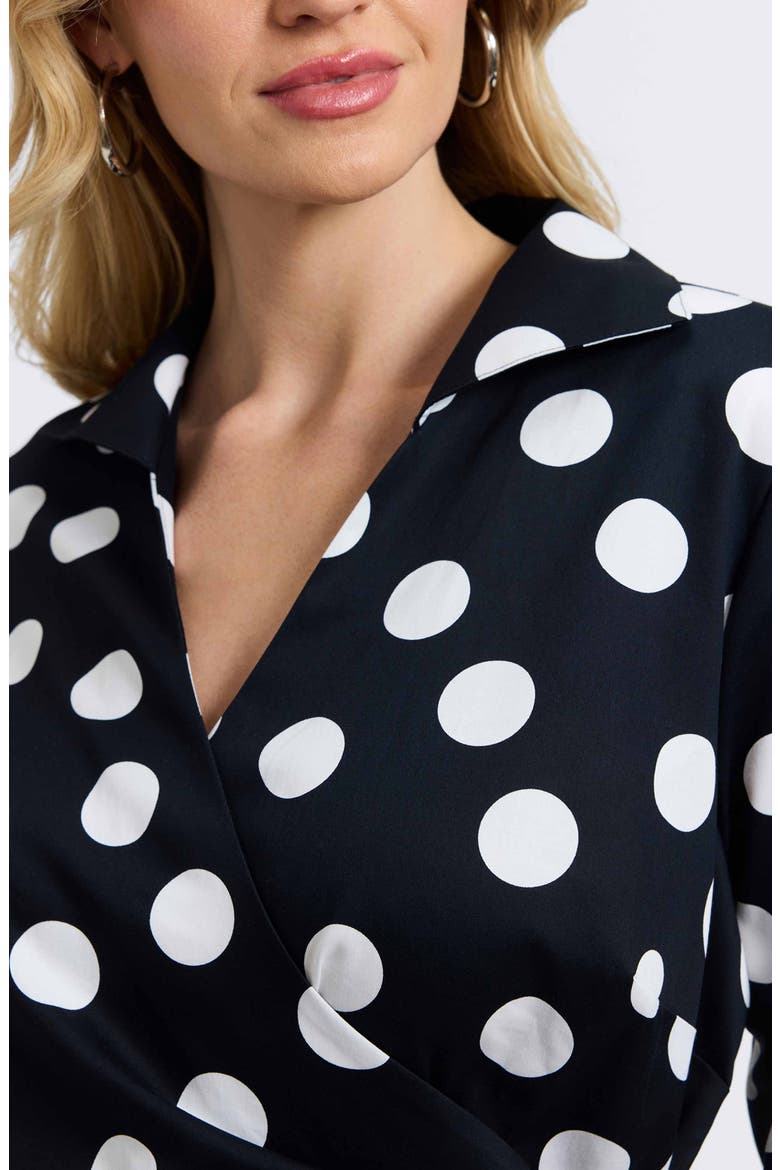 Salina Polka Dot Cotton Wrap Top, Alternate, color, BLACK/ WHITE