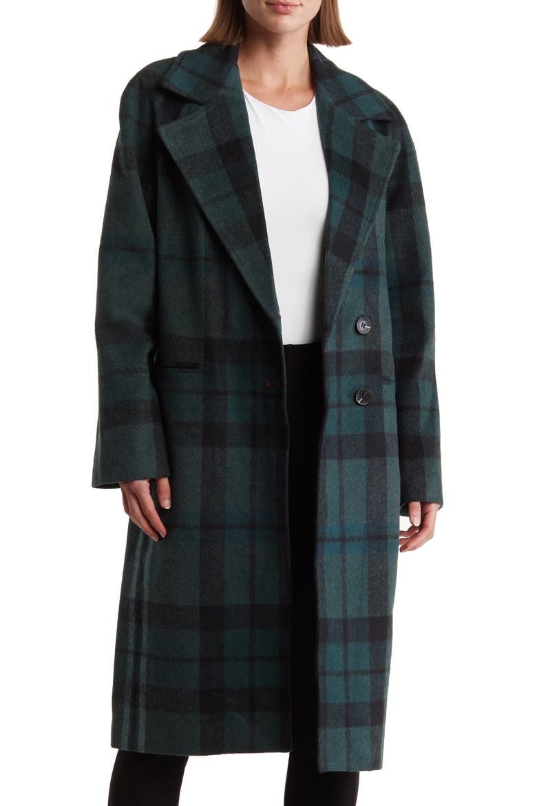 Walker Longline Coat, Alternate, color, GREEN PLAID