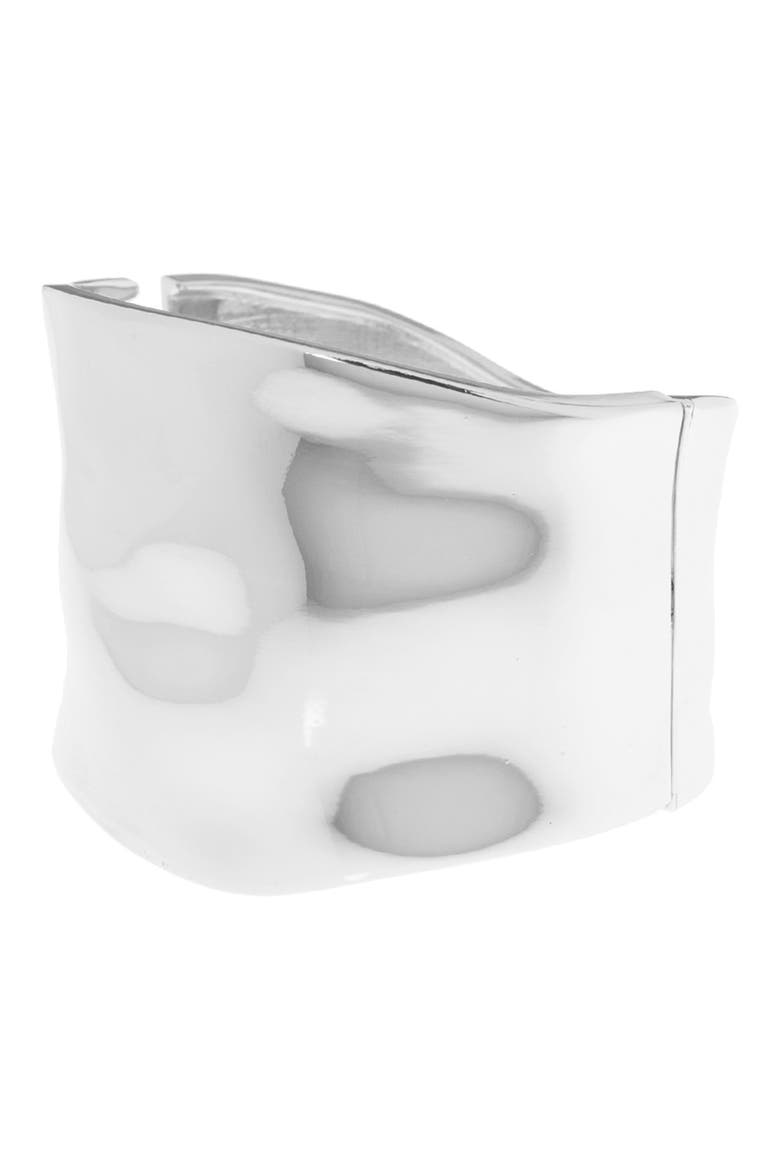 Large Wavy Hinge Cuff Bracelet, Alternate, color, SILVER