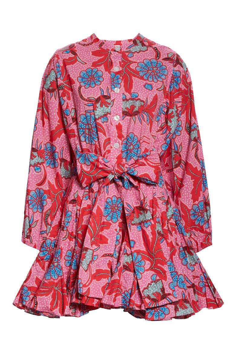 Emma Print Long Sleeve Cotton Shirtdress, Alternate, color, RED PSYCHEDELIC FLOW