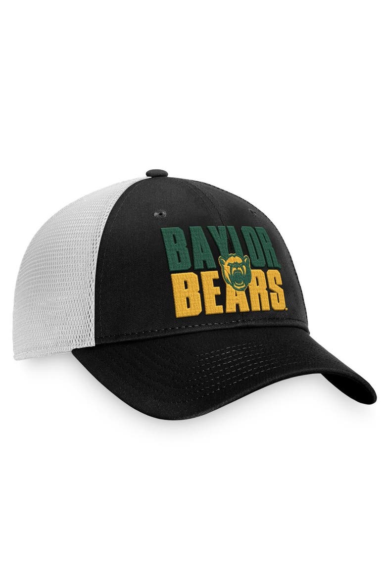 Men's Top of the World Black/White Baylor Bears Stockpile Trucker Snapback Hat, Alternate, color, Black