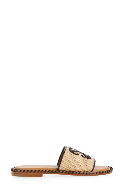 Off-white Twist Raffia Arrow Slide Sandal In Brown