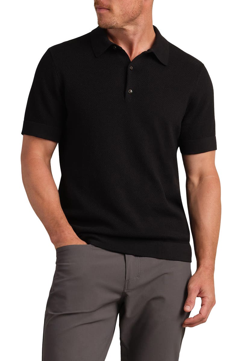 Rhone Resolve Piqué Polo Sweater, Main, color, Black