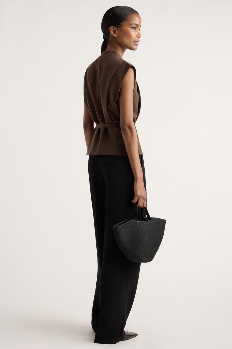 Leandra Tie-Wrap Vest, Alternate, color, Dark Chocolate