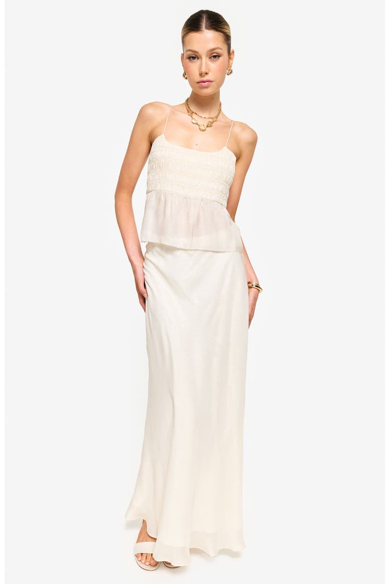 Jayna Metallic Maxi Skirt, Alternate, color, CREAM