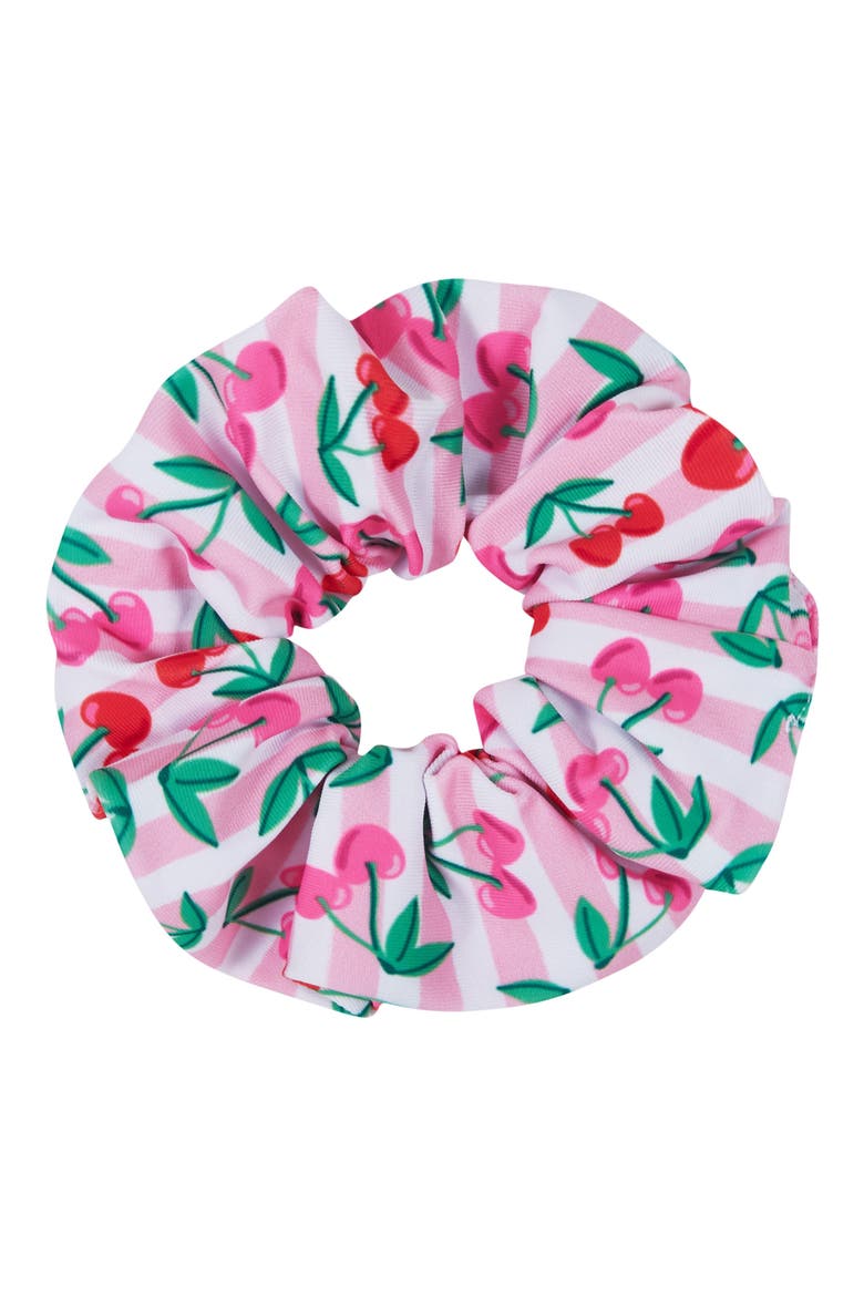 Kids' Long Sleeve One-Piece Rashguard Swimsuit with Scrunchie, Alternate, color, PINK CHERRY
