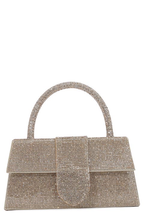 Rhinestone Embellished Top Handle Bag