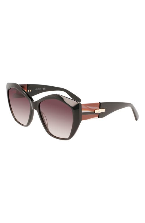 Longchamp 57mm Roseau Tea Cup Sunglasses In Black
