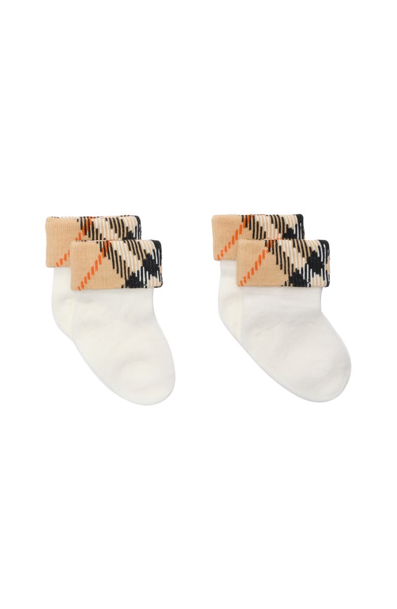 Burberry Two-piece Cotton Blend Socks Set, Alternate, color, White/Sand Beige