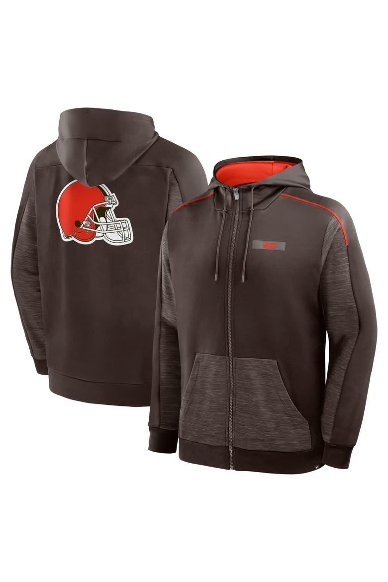 Men's Fanatics Brown Cleveland Browns Checkdown Pass Full-Zip Hoodie, Main, color, Brown