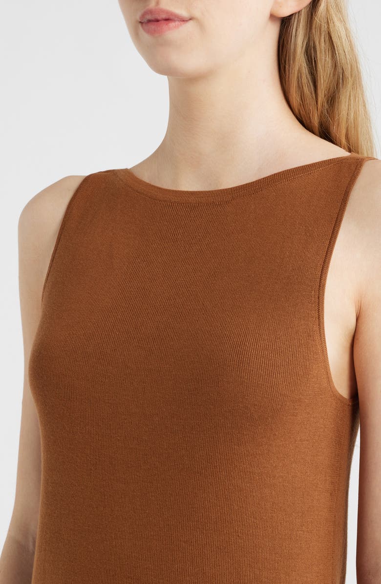 MANGO Suenyo Boat Neck Cotton Blend Top, Alternate, color, Caramel