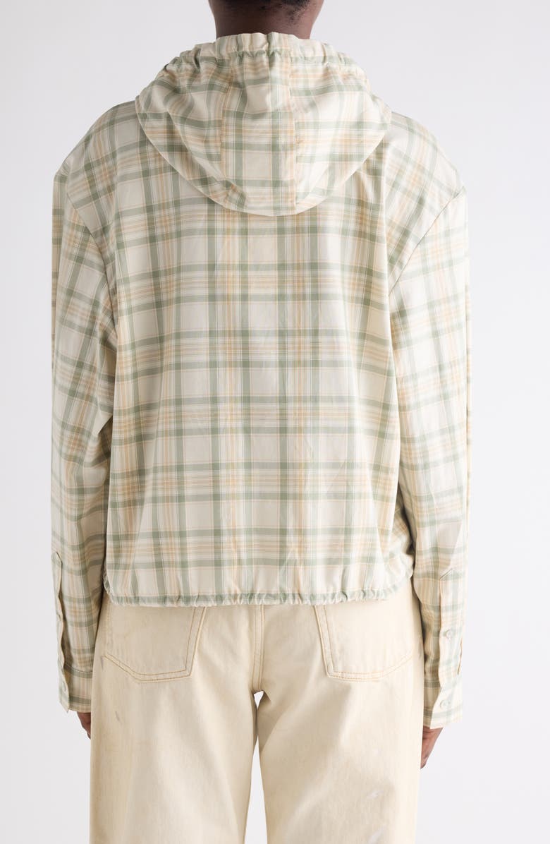 Acne Studios Check Organic Cotton Hooded Jacket, Alternate, color, Green/ Orange