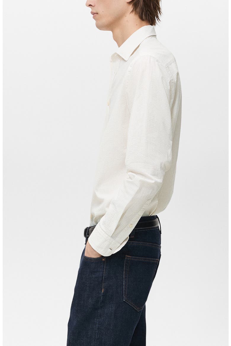 Regular Fit Stripe Seersucker Button-Up Shirt, Alternate, color, SAND