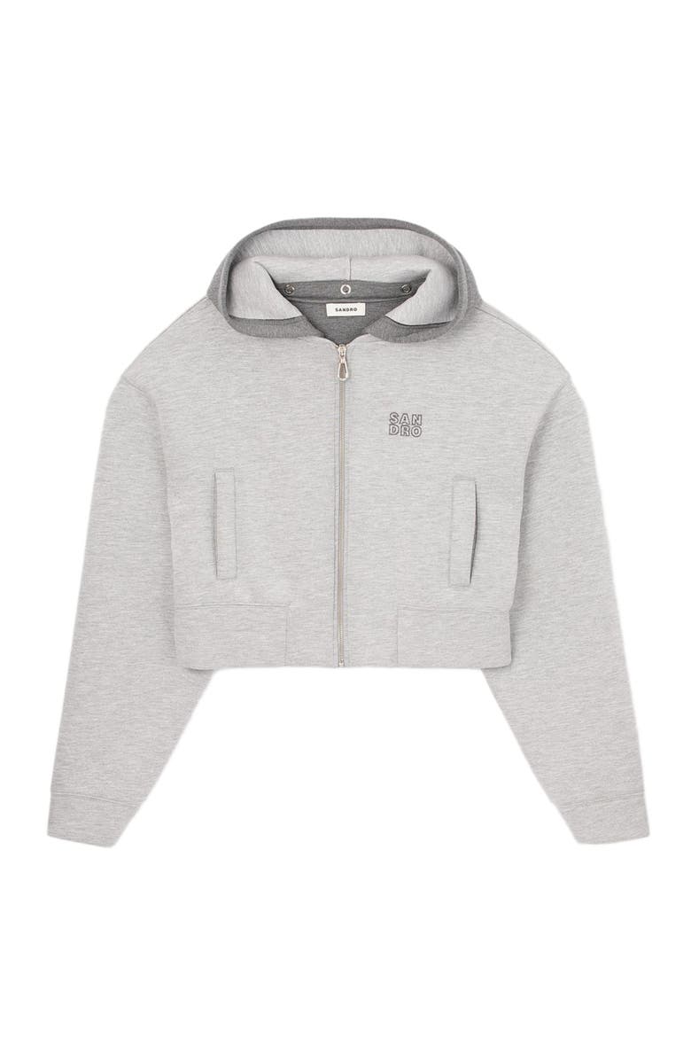 SANDRO Hooded sweatshirt jacket, Alternate, color, Light Grey