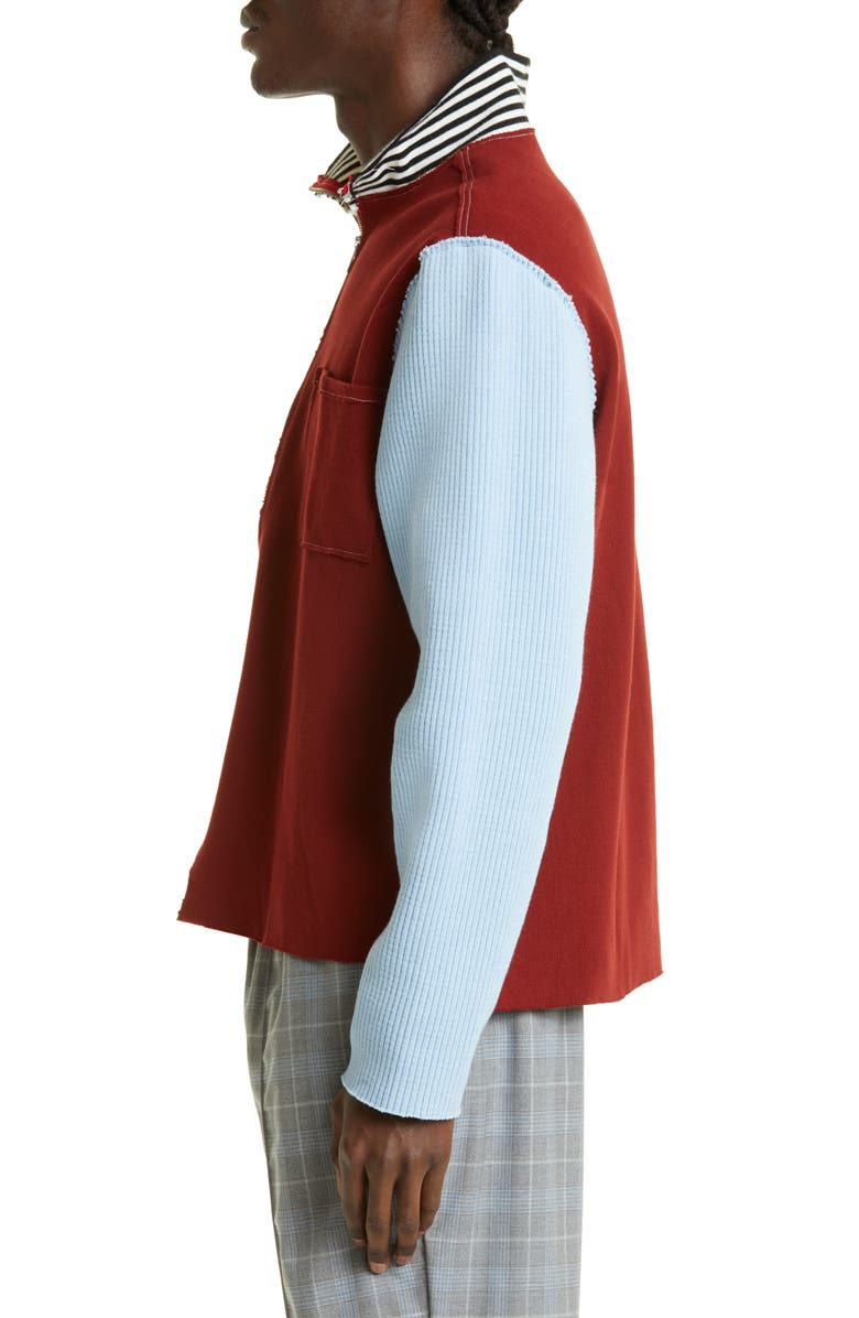 Camiel Fortgens Zip-Up Mixed Knit Sweater, Alternate, color, 