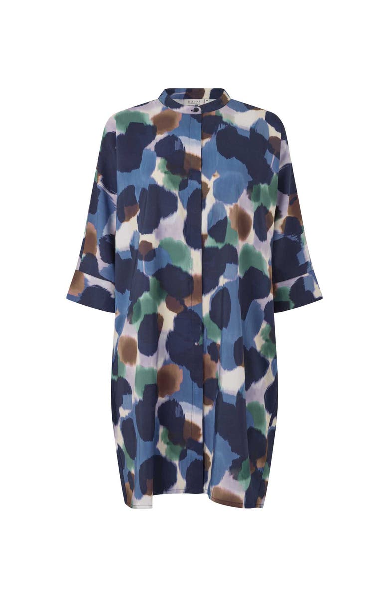 Masai Copenhagen MaIosetta 3/4 Sleeve Round Neck Dress, Main, color, Navy Blazer