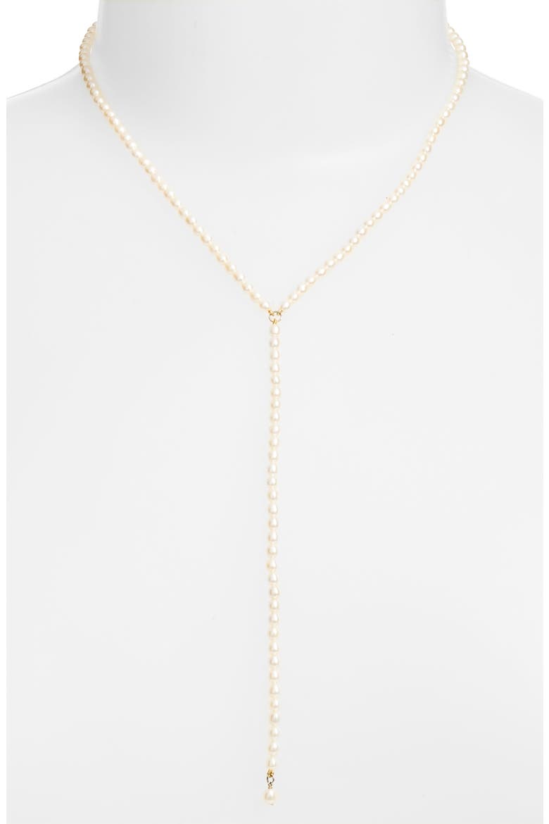 Keshi Pearl Y-Necklace, Main, color, YELLOW GOLD
