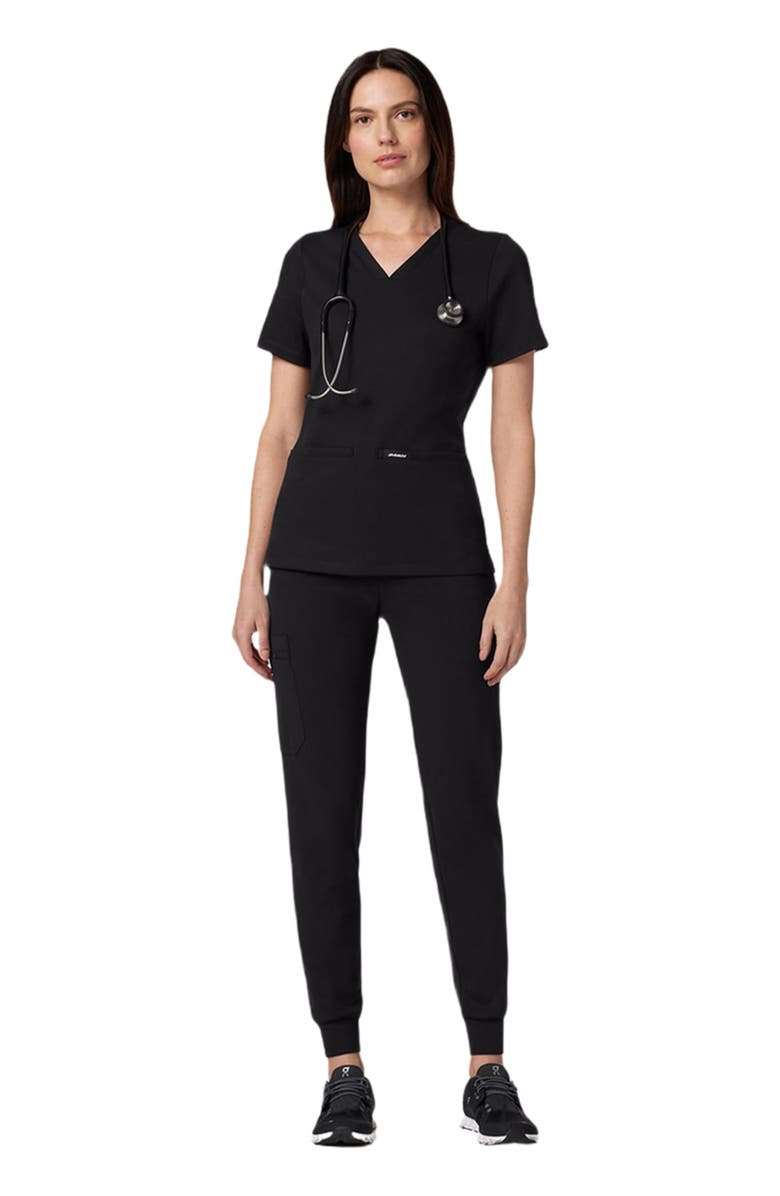 JAANUU Rubi Women's 6-Pocket Slim Knit Scrub Jogger, Main, color, Black