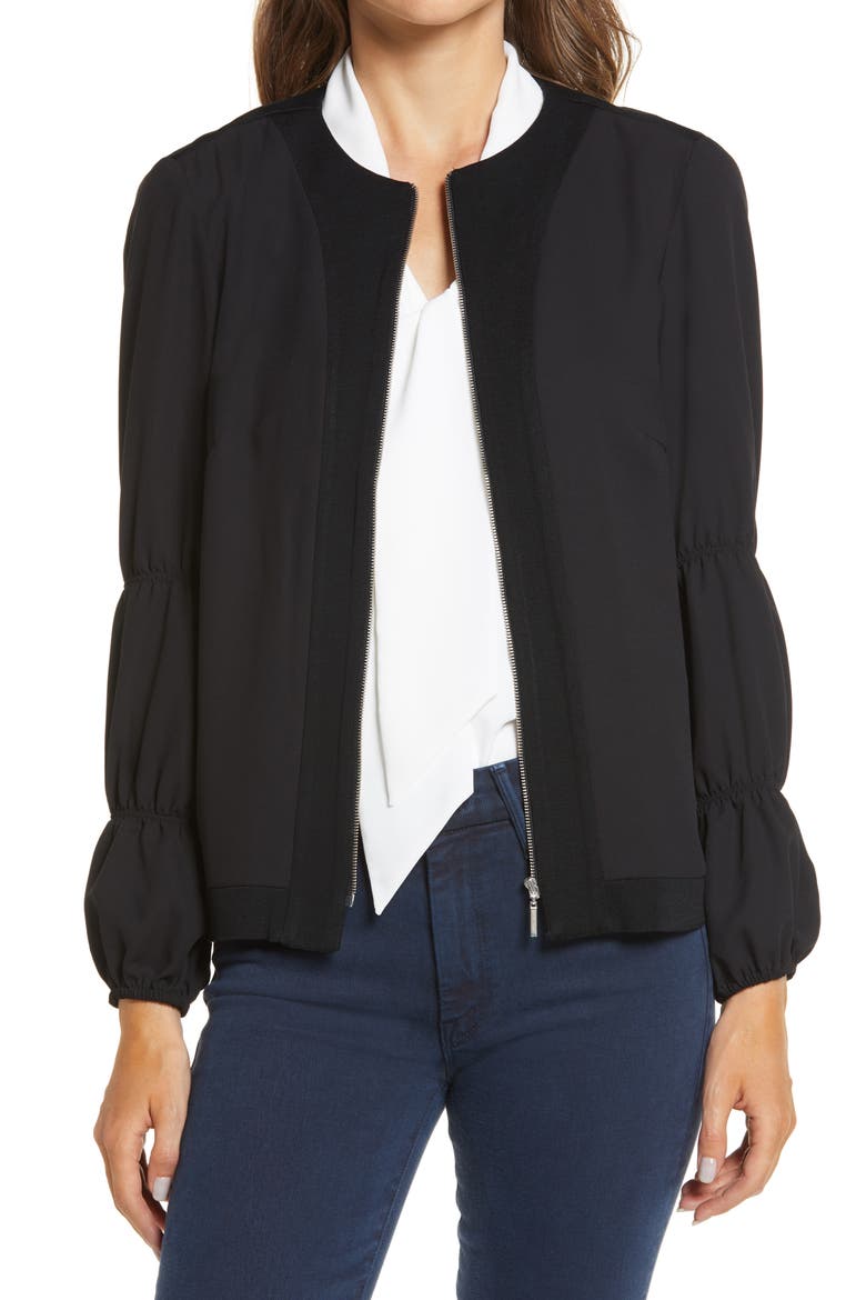 Front Zip Knit Jacket, Main, color, BLACK