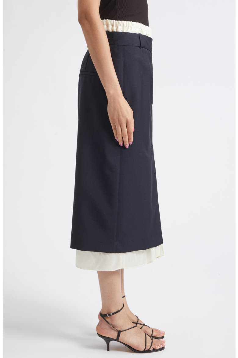 Boxer Detailed Virgin Wool & Mohair Pencil Skirt, Alternate, color, NAVY