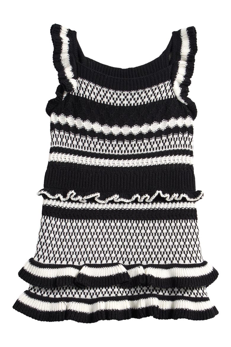 Kids' Ruffle Cotton Blend Sweater Dress, Main, color, JET STREAM/ BLCK