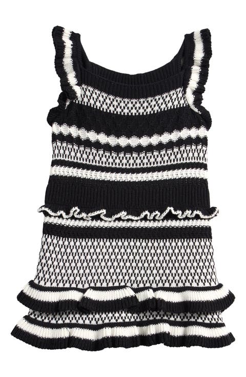 Kids' Ruffle Cotton Blend Sweater Dress (Toddler)