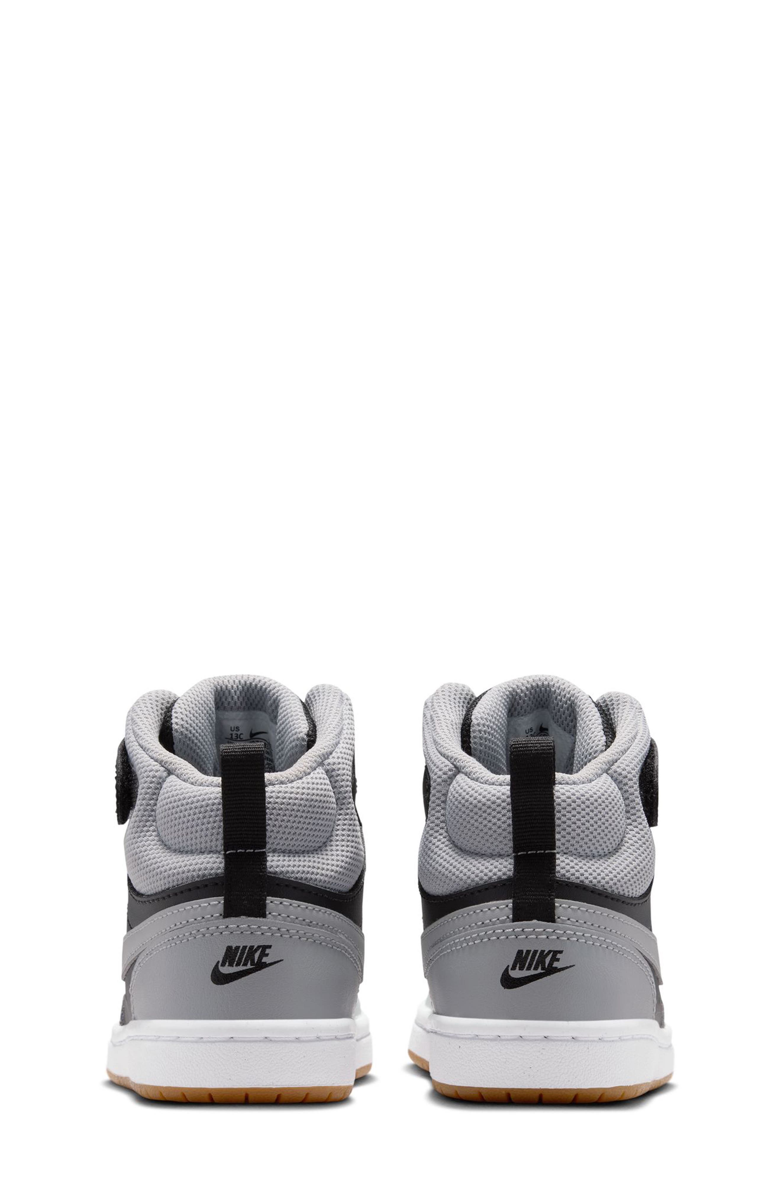 Nike Kids' Court Borough Mid 2 Basketball Shoe, Alternate, color, 016 Black/Ltskgy