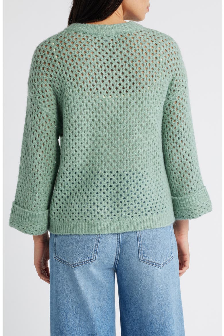 Open Stitch Cuffed Sweater, Alternate, color, HEATHER SPRUCE