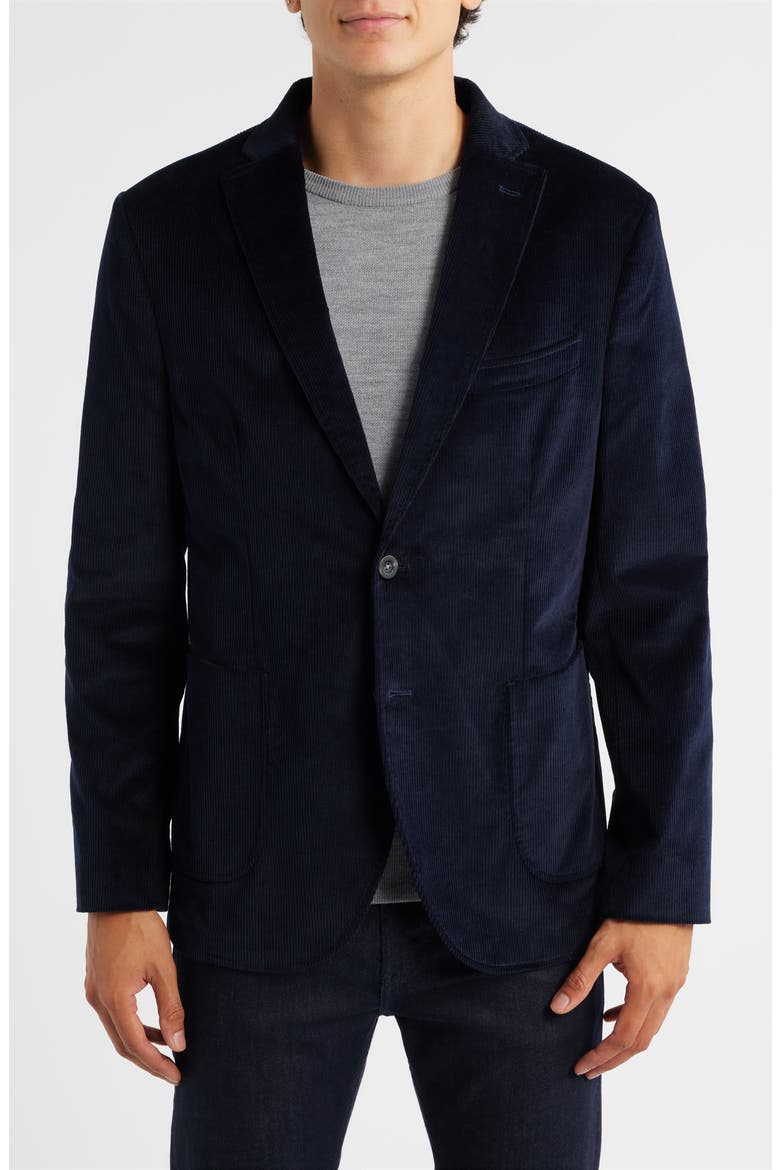 Alfi Stretch Corduroy Sport Coat, Alternate, color, NAVY