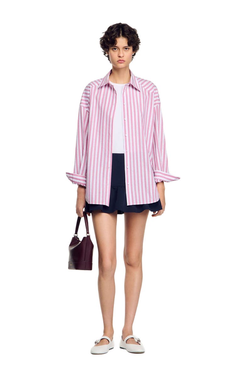 SANDRO Striped rhinestone shirt, Alternate, color, Pink