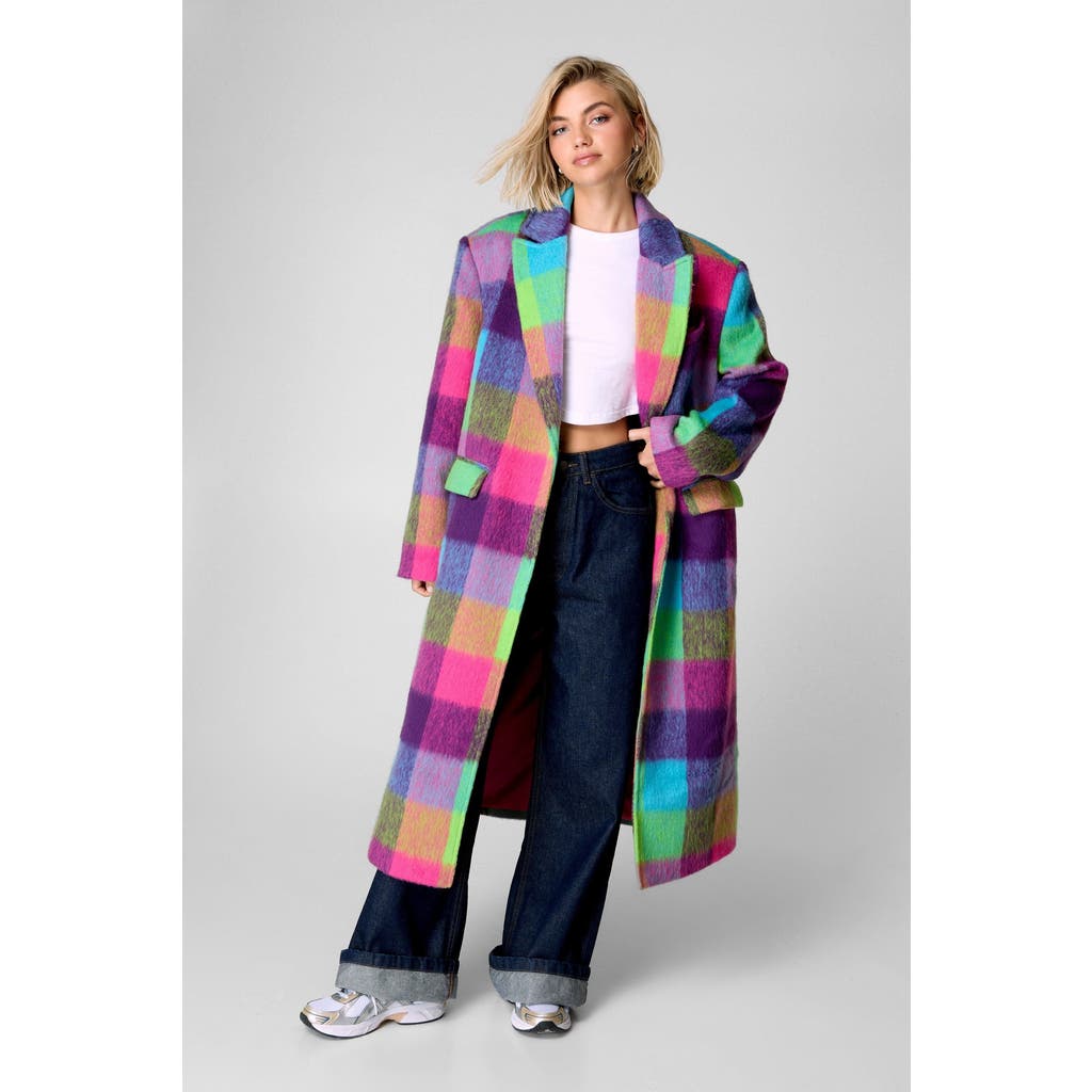 Nasty Gal Multi Check Tailored Coat