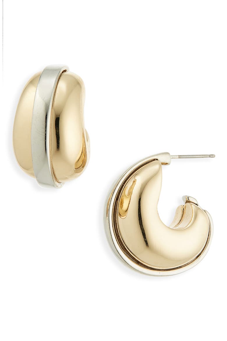 Chunky Two-Tone Hoop Earrings, Main, color, GOLD/ SILVER