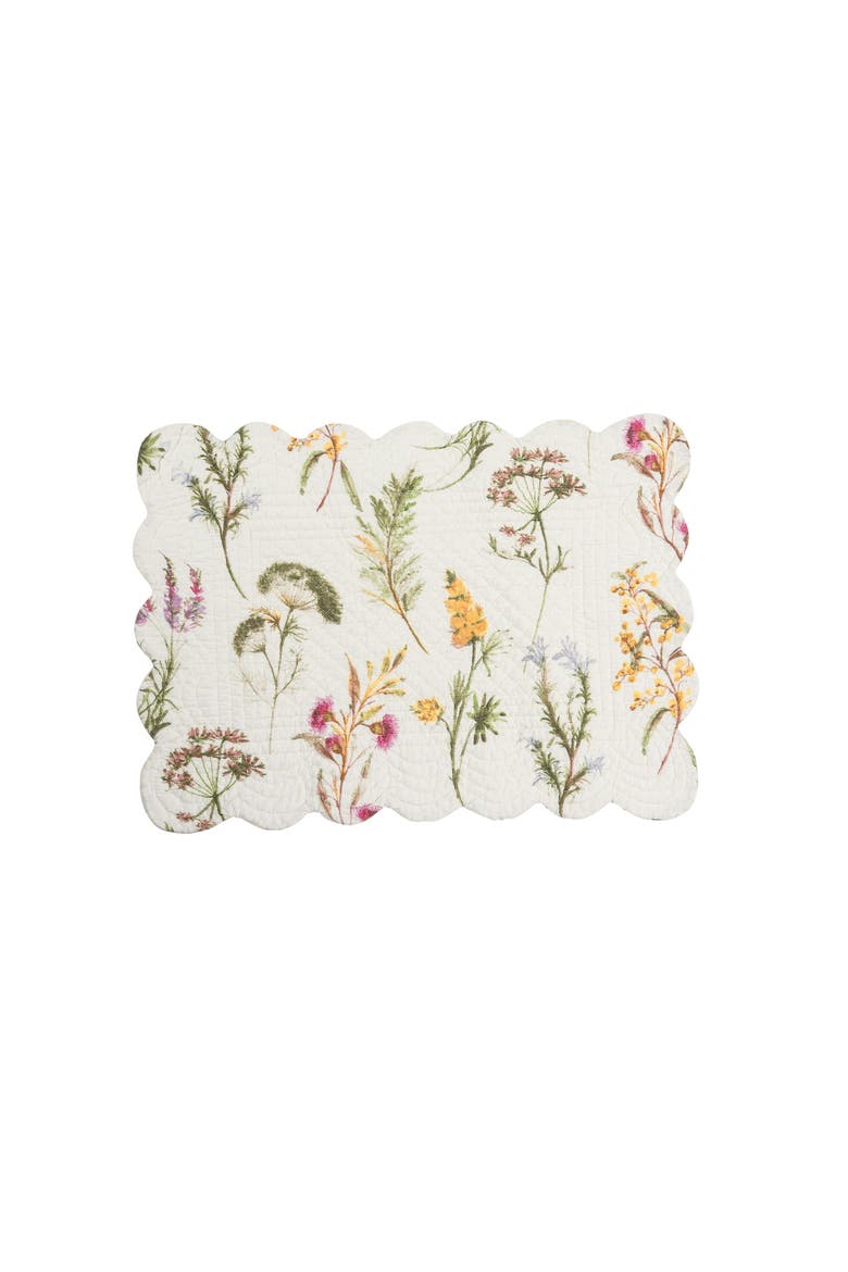 Genevieve Cotton Quilted Rectangular Reversible Placemats Set of 6, 13" x 19", Alternate, color, Green